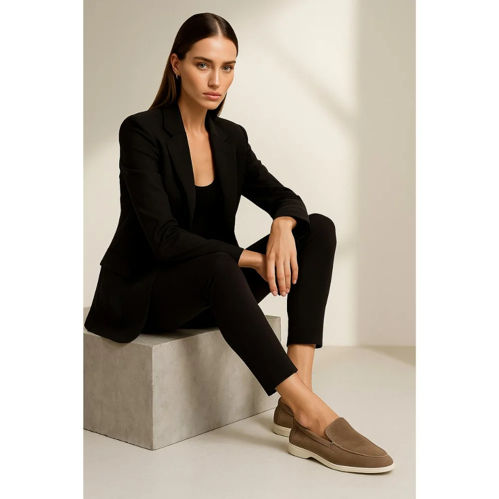 Women's suede loafers Loro Piana Classy Dark Grey model 5863