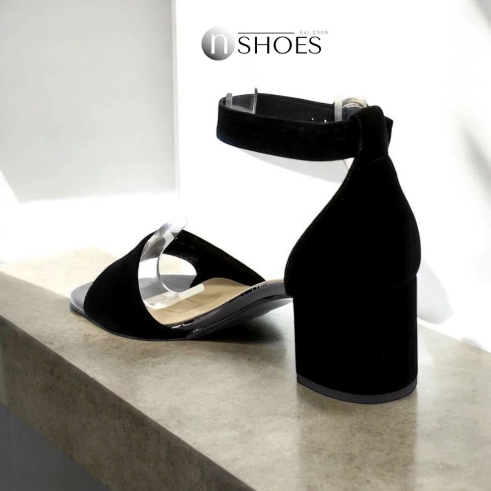 Women's suede sandals with medium heels SALA (Poland) model 5864