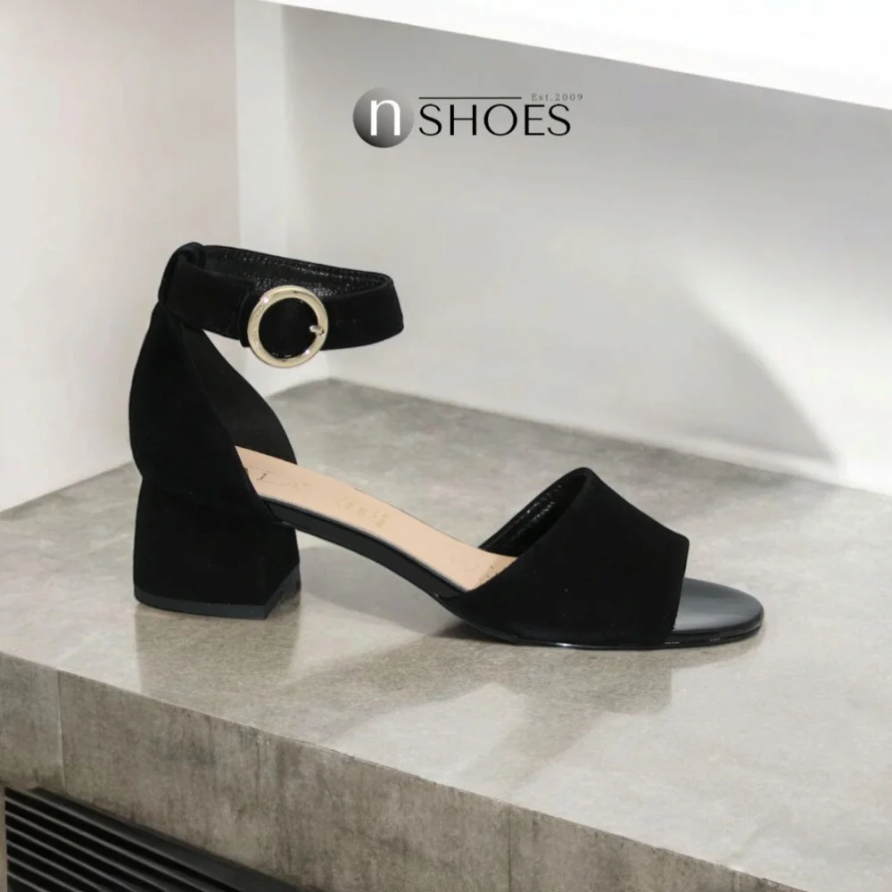 Women's suede sandals with medium heels SALA (Poland) model 5864