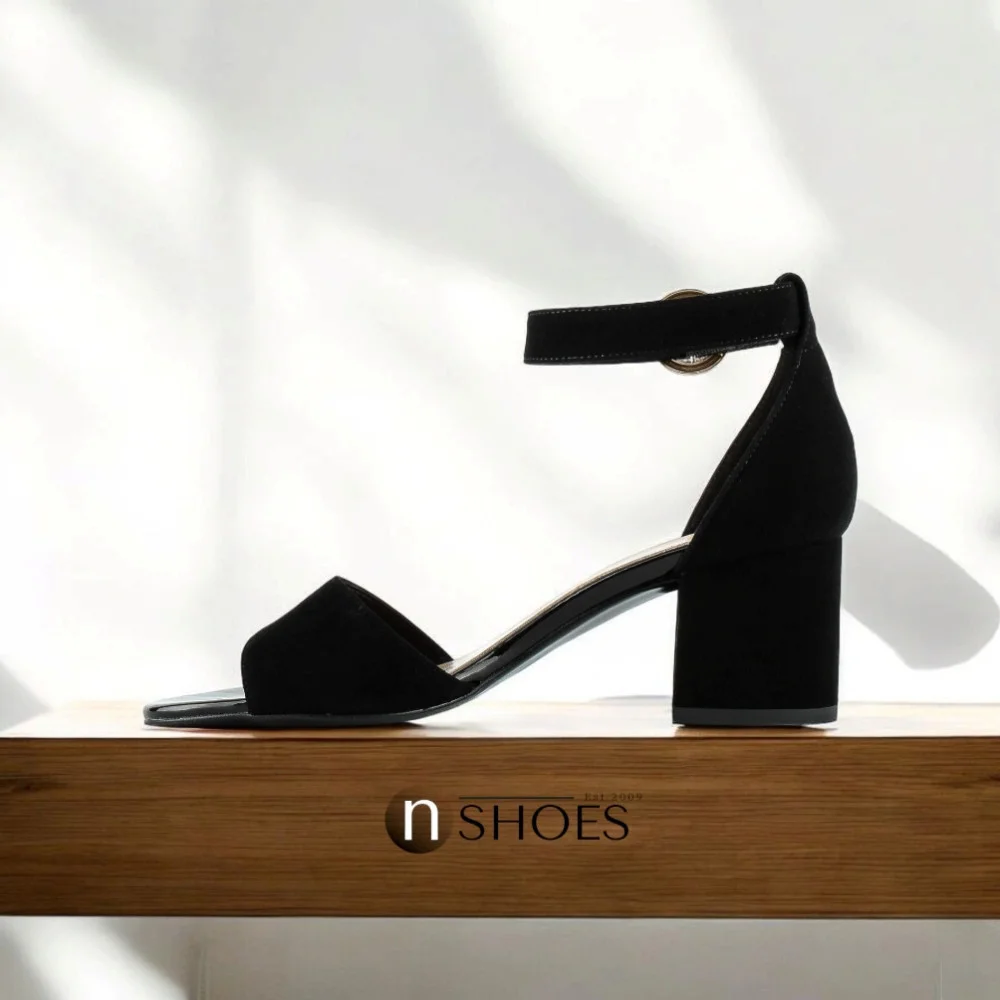 Women's suede sandals with medium heels SALA (Poland) model 5864