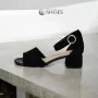 Women's suede sandals with medium heels SALA (Poland) model 5864