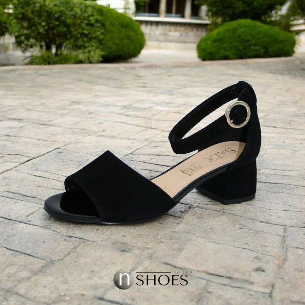 Women's suede sandals with medium heels SALA (Poland) model 5864