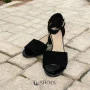 Women's suede sandals with medium heels SALA (Poland) model 5864