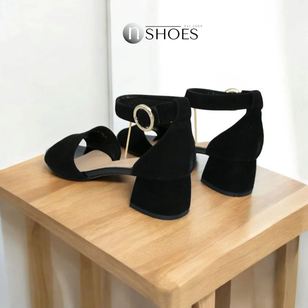 Women's suede sandals with medium heels SALA (Poland) model 5864
