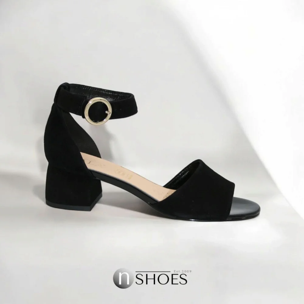 Women's suede sandals with medium heels SALA (Poland) model 5864