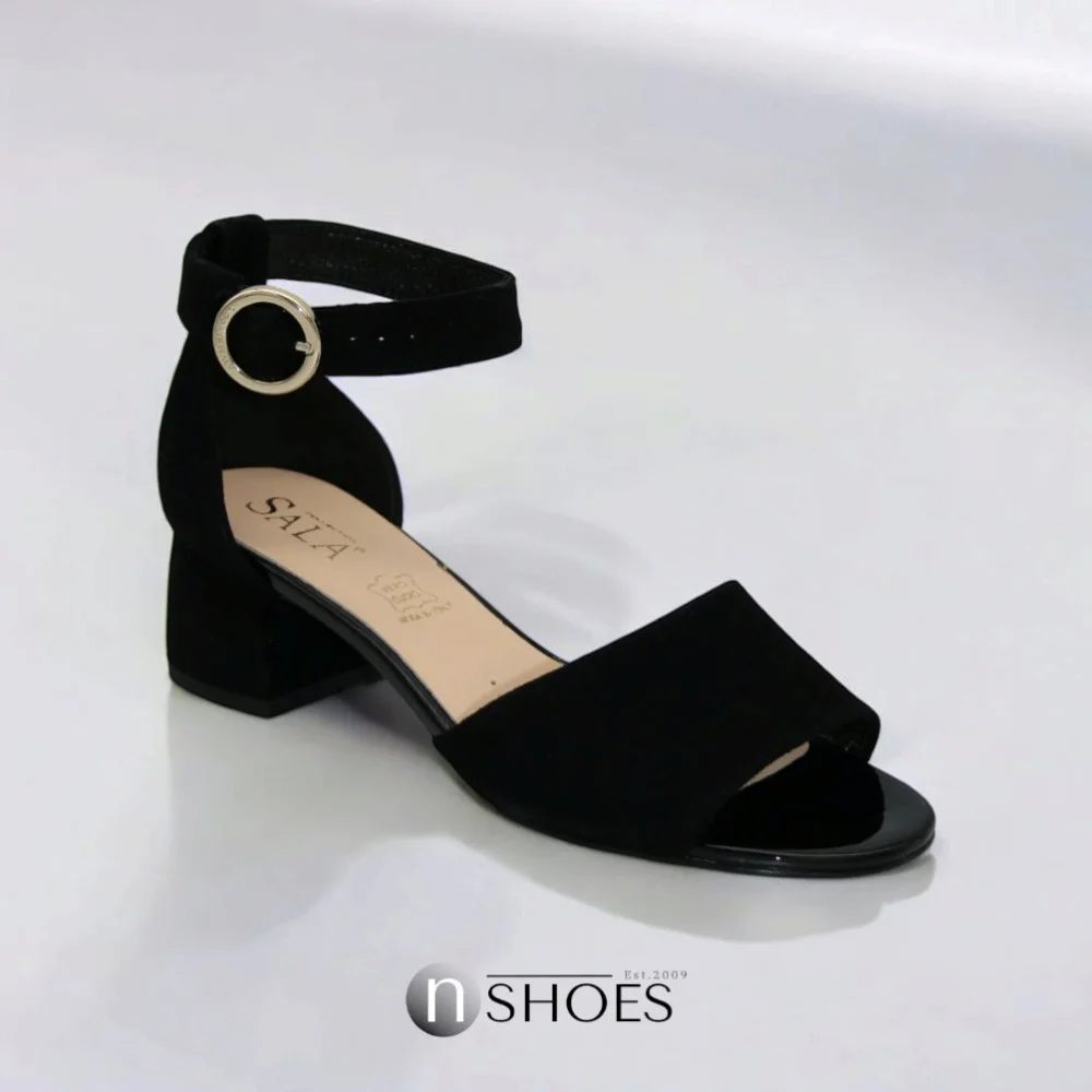 Women's suede sandals with medium heels SALA (Poland) model 5864