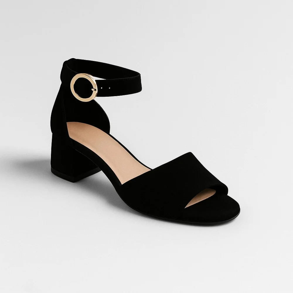 Women's suede sandals with medium heels SALA (Poland) model 5864