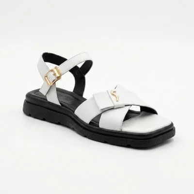 Women's stylish white sandals sandals Lonza 199893 3681-77 white 5866 on a low heel made of genuine leather made in Turkey in the style of BOSS Scarlet Sandal-c