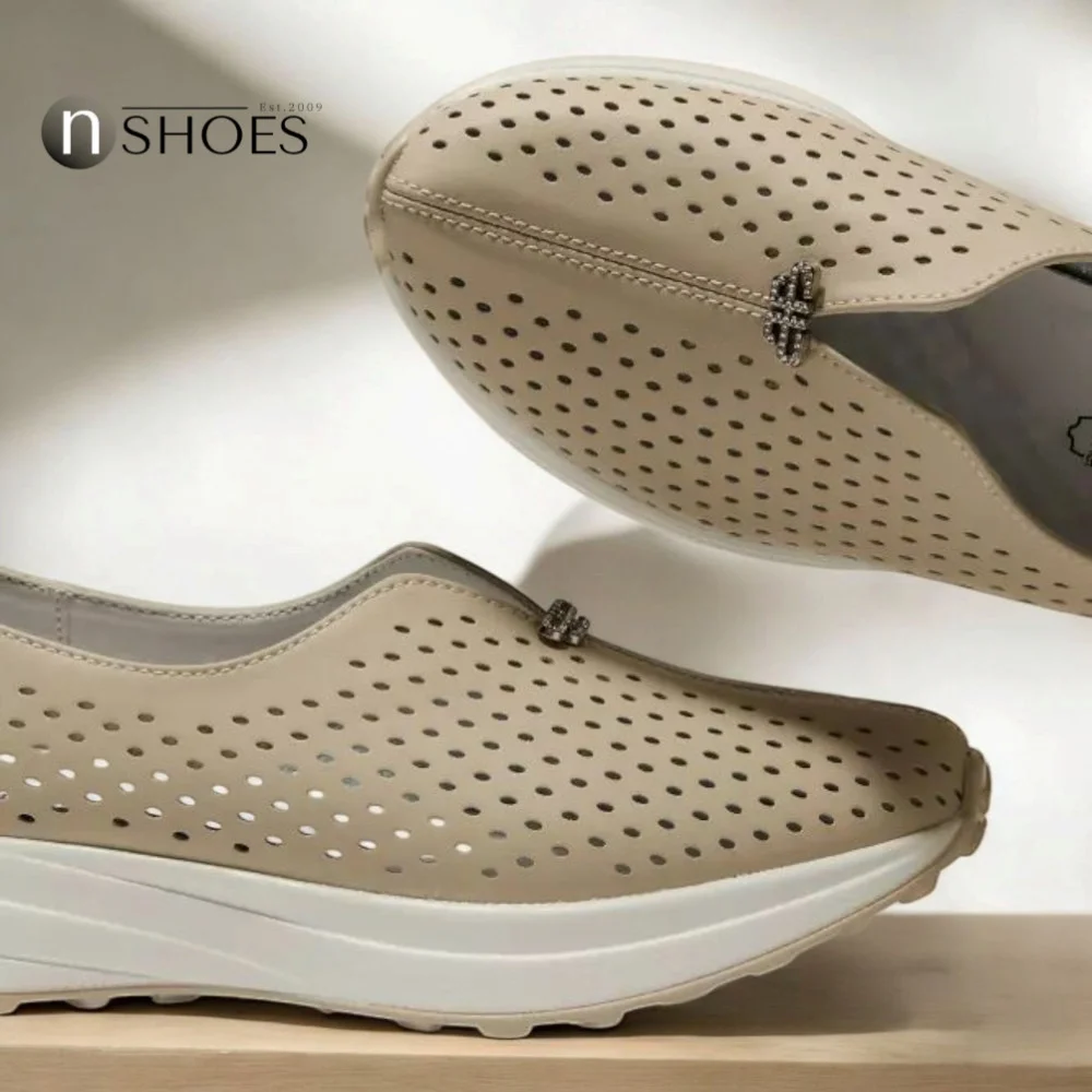 Женские комфортные кожаные мокасины с перфорацией Allsy модель 5871