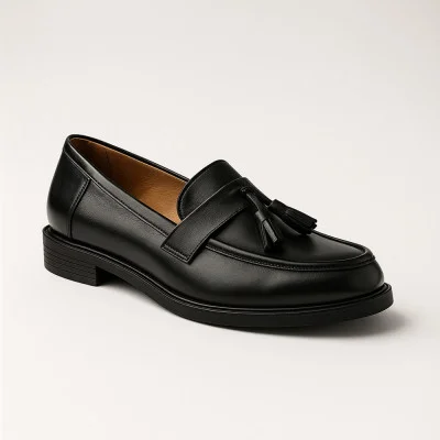 Women's comfortable black leather loafers Steizer L1143 5875 Czarny with anatomical insole, made in Poland