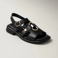 Женские стильные черные босоножки на платформе Lapia Trend 052750 Siyah Deri 5885 из натуральной кожи от турецкой фабрики в стиле Valentino 6W2S0LK6BEK