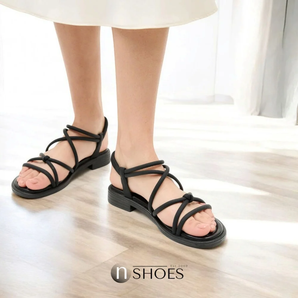 Женские черные босоножки с ремешками на платформе Allsy Lonza Cleo Black модель 5887