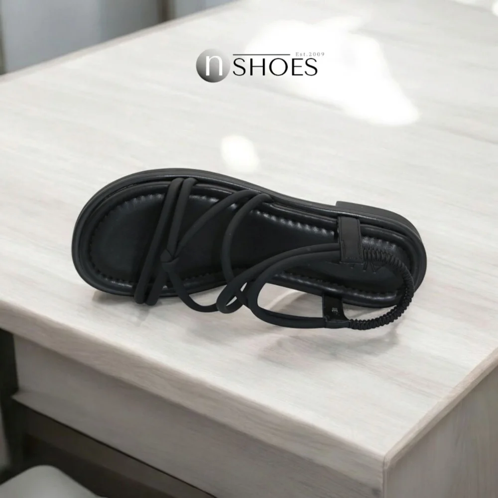 Женские черные босоножки с ремешками на платформе Allsy Lonza Cleo Black модель 5887