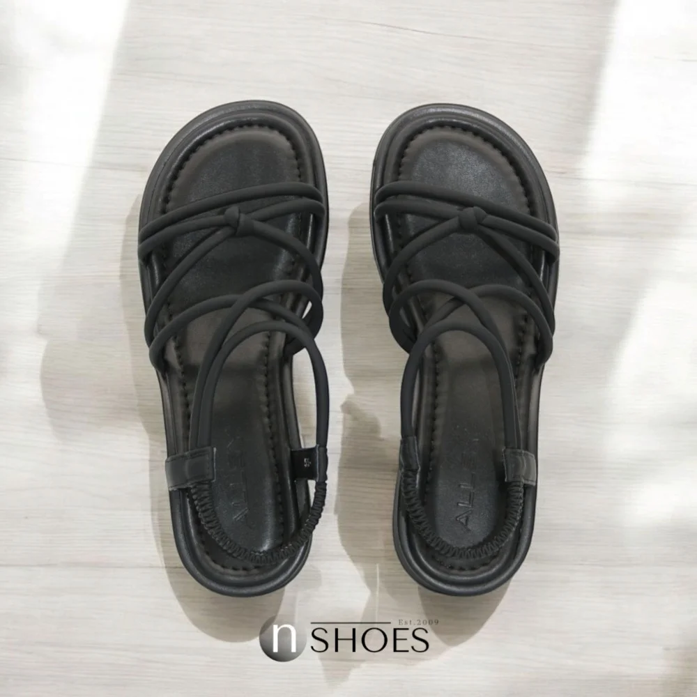 Женские черные босоножки с ремешками на платформе Allsy Lonza Cleo Black модель 5887