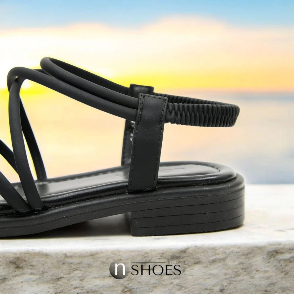 Женские черные босоножки с ремешками на платформе Allsy Lonza Cleo Black модель 5887