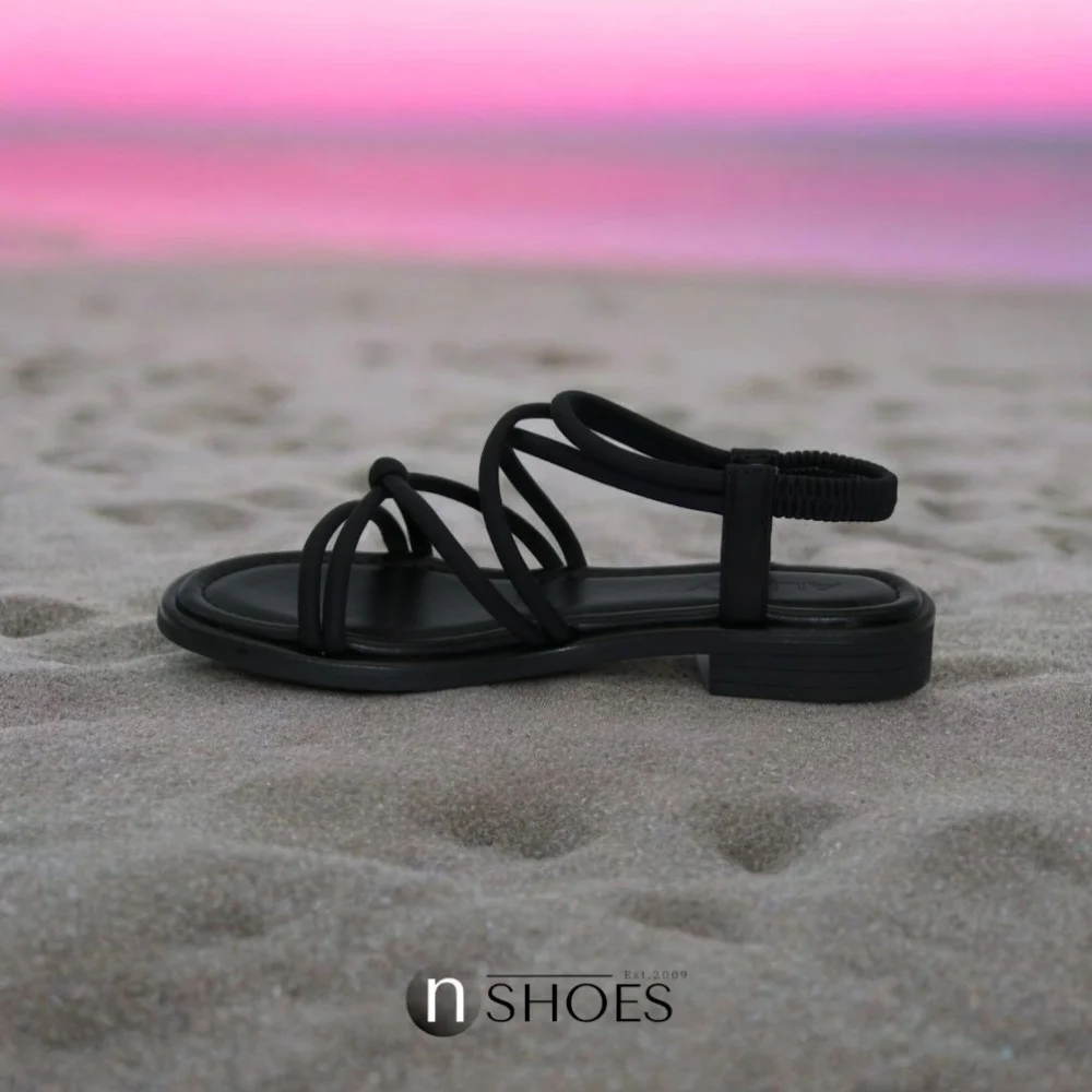 Женские черные босоножки с ремешками на платформе Allsy Lonza Cleo Black модель 5887