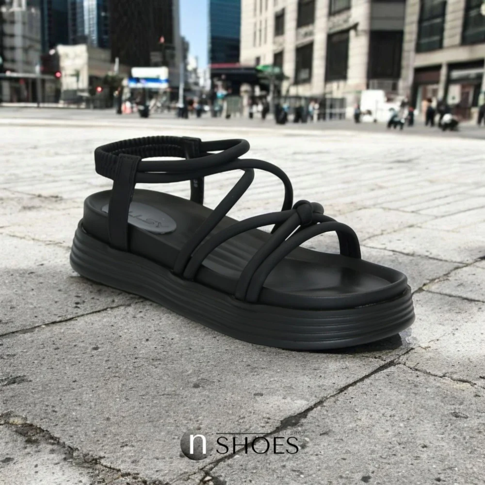 Жіночі чорні босоніжки на високій платформі Allsy Lonza Denali Black модель 5889