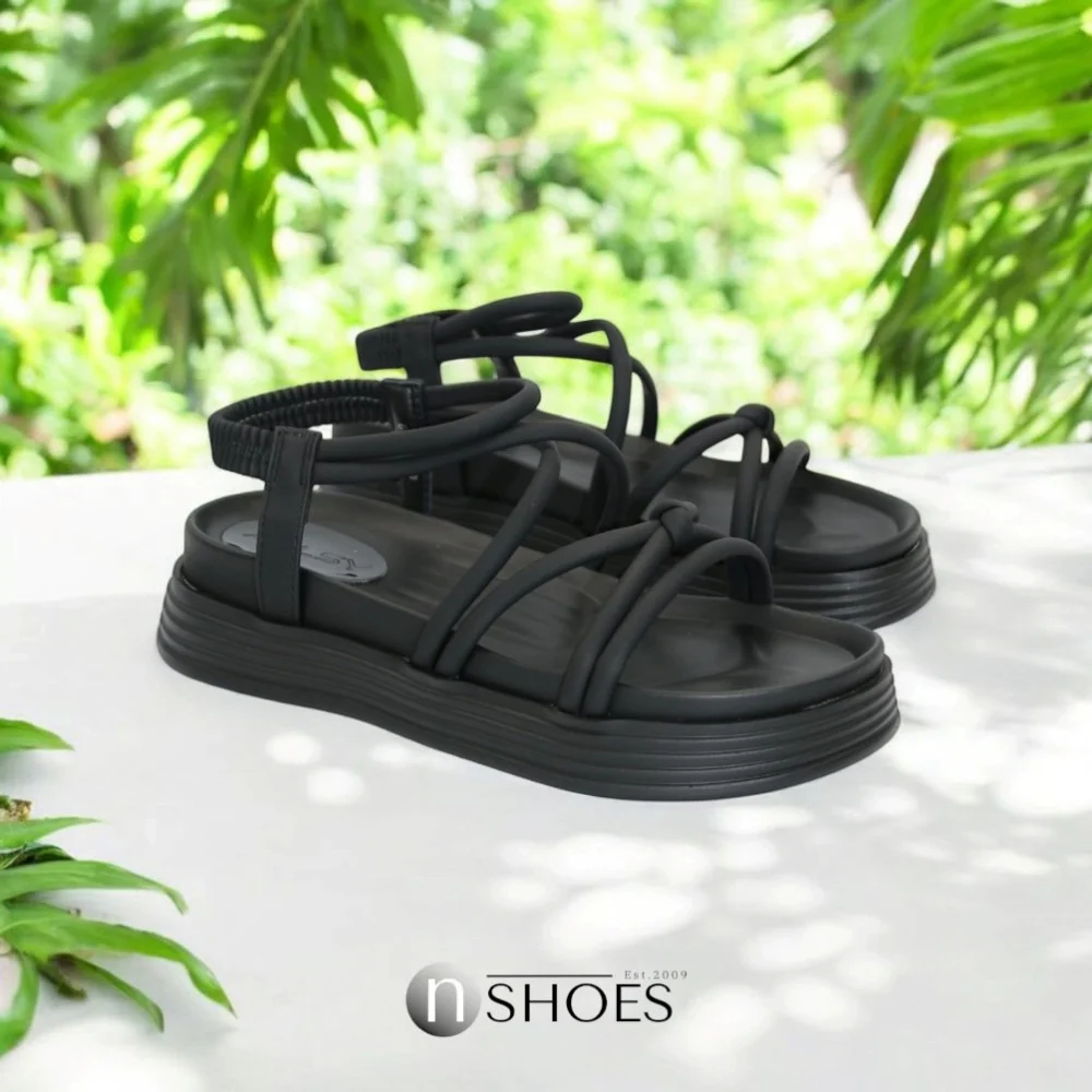 Жіночі чорні босоніжки на високій платформі Allsy Lonza Denali Black модель 5889