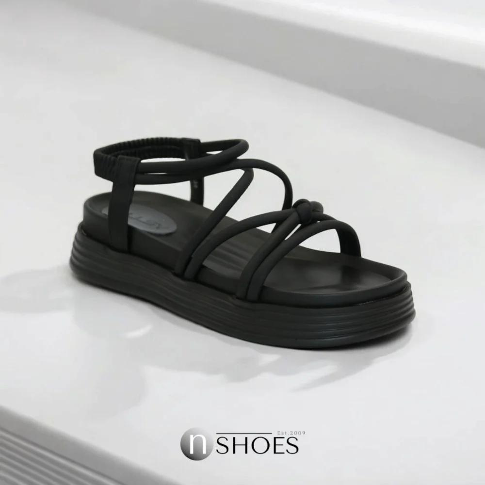 Жіночі чорні босоніжки на високій платформі Allsy Lonza Denali Black модель 5889