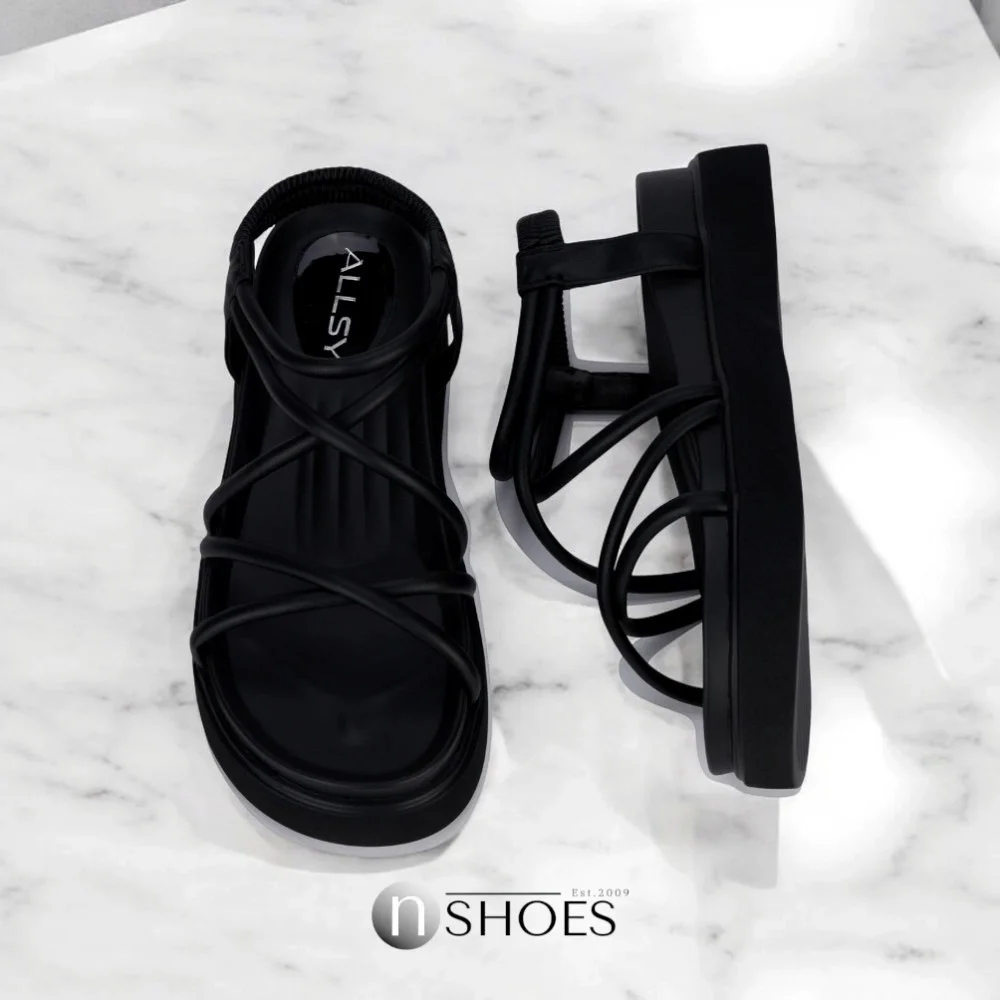 Жіночі чорні босоніжки на високій платформі Allsy Lonza Denali Black модель 5889