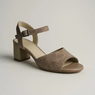 Women's elegant and comfortable sandals with a stable heel Axel 2488 bez wosk pyton 5891 made of genuine leather with imitation reptile from a Polish factory