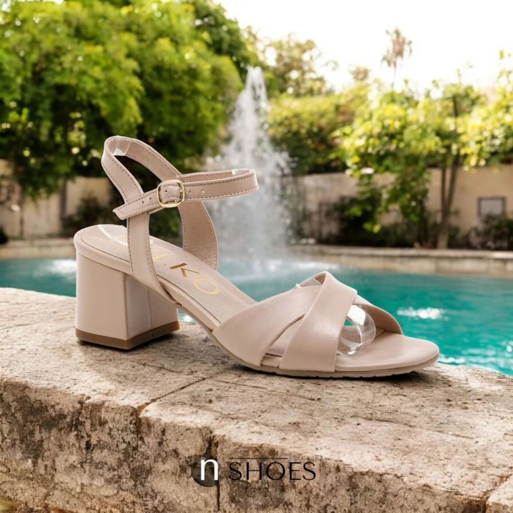Women's beige heeled sandals RYLKO Arina (Poland) model 5897