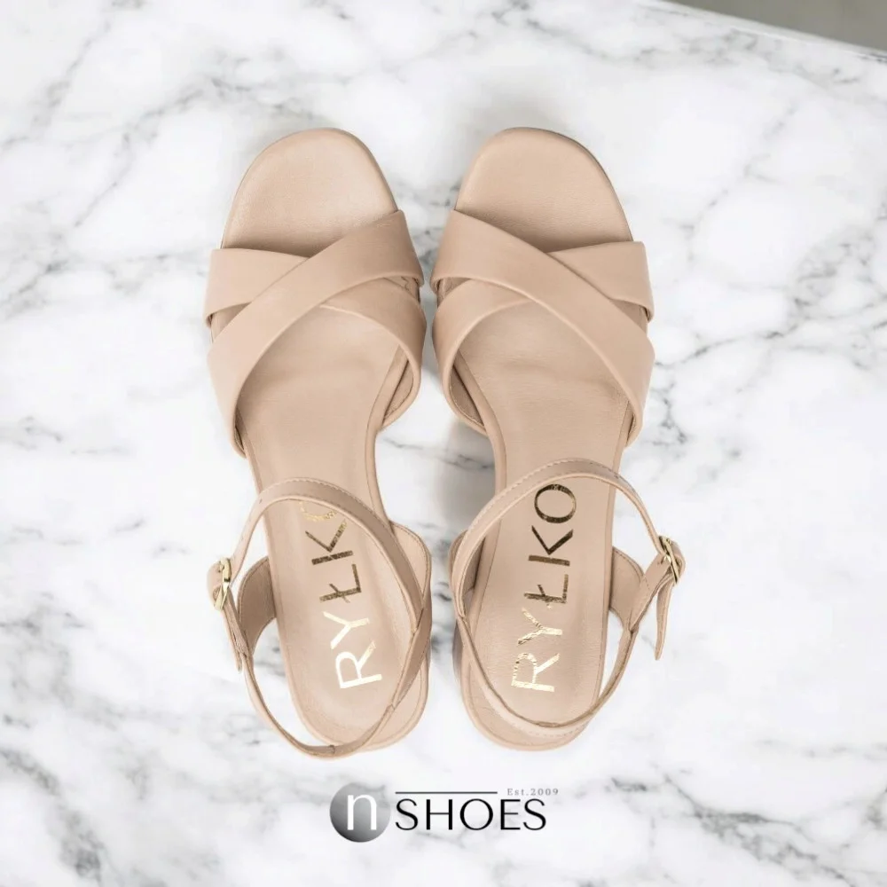 Women's beige heeled sandals RYLKO Arina (Poland) model 5897