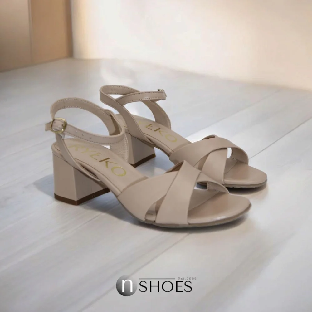 Women's beige heeled sandals RYLKO Arina (Poland) model 5897
