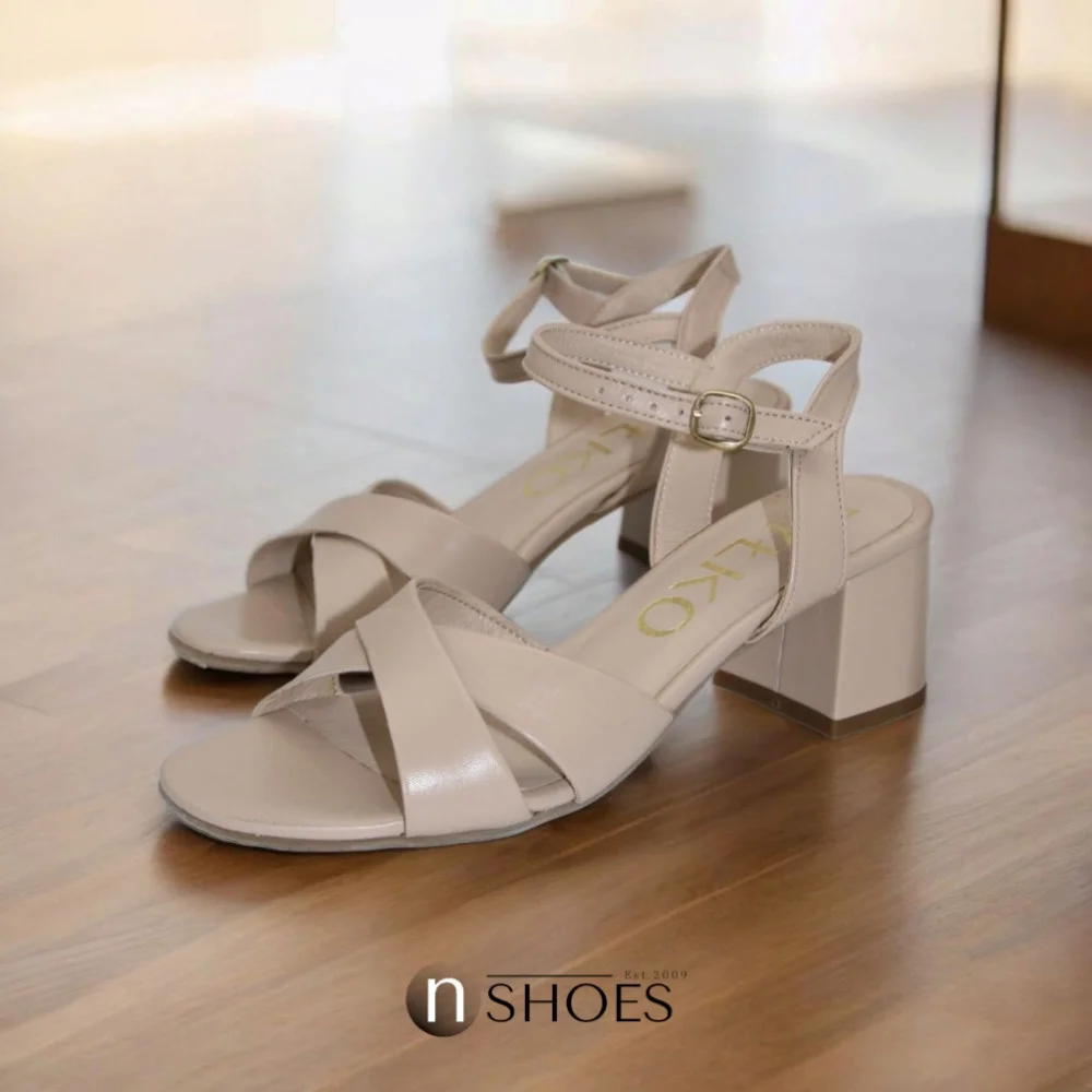 Women's beige heeled sandals RYLKO Arina (Poland) model 5897