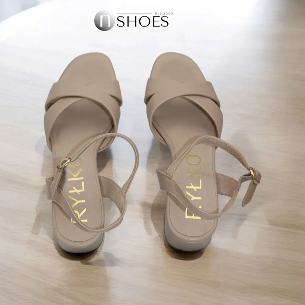 Women's beige heeled sandals RYLKO Arina (Poland) model 5897