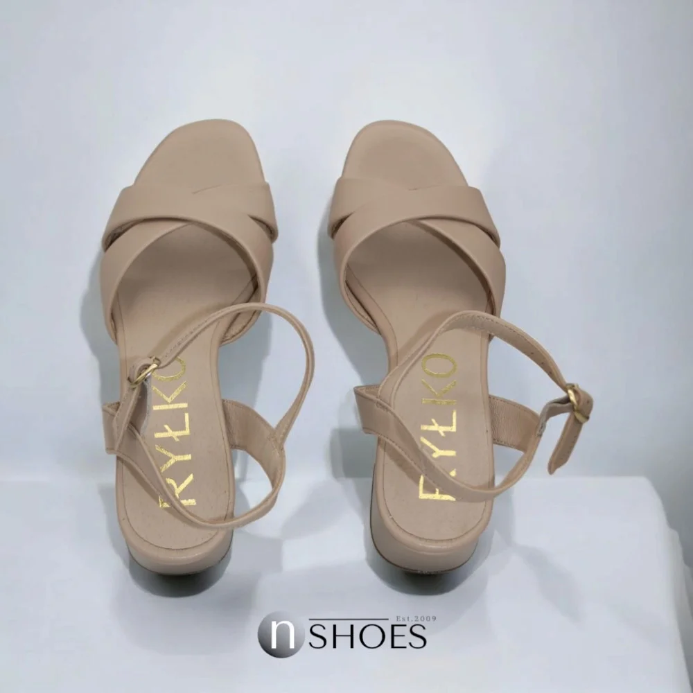 Women's beige heeled sandals RYLKO Arina (Poland) model 5897