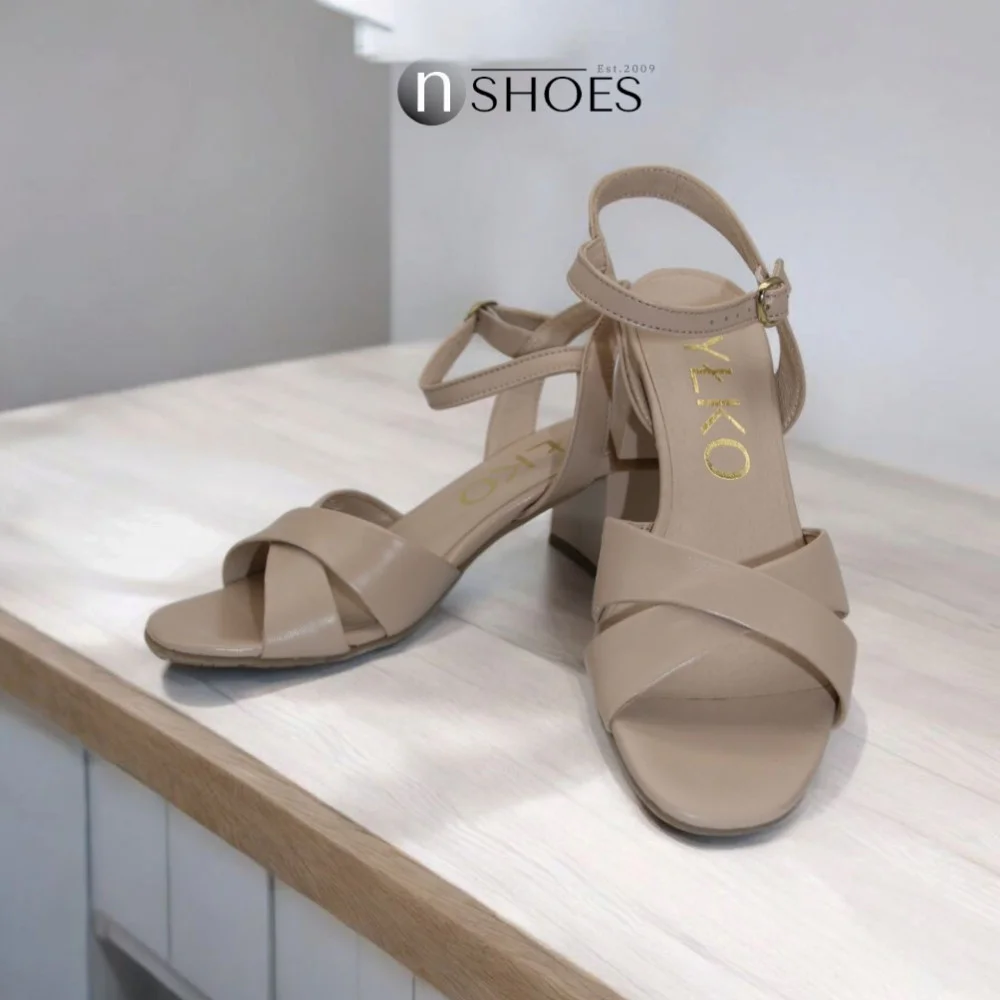 Women's beige heeled sandals RYLKO Arina (Poland) model 5897