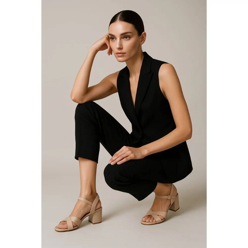 Women's beige heeled sandals RYLKO Arina (Poland) model 5897