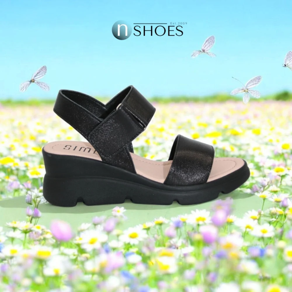 Women's comfortable leather wedge sandals Simen 7767a rocky nero 5907