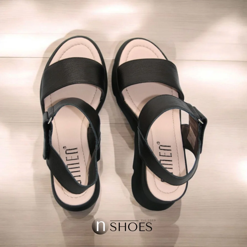 Women's comfortable leather wedge sandals Simen 7767a rocky nero 5907