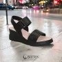 Women's comfortable leather wedge sandals Simen 7767a rocky nero 5907