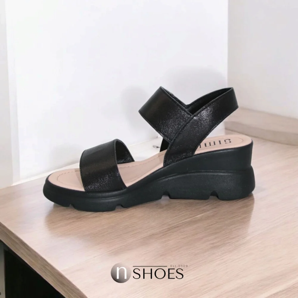 Women's comfortable leather wedge sandals Simen 7767a rocky nero 5907