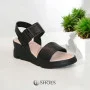 Women's comfortable leather wedge sandals Simen 7767a rocky nero 5907