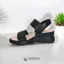 Women's comfortable leather wedge sandals Simen 7767a rocky nero 5907