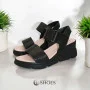 Women's comfortable leather wedge sandals Simen 7767a rocky nero 5907