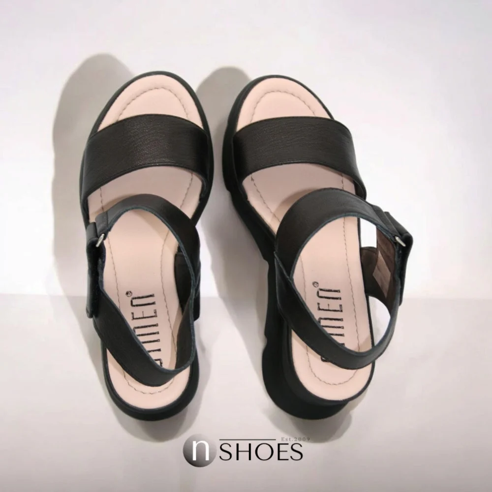 Women's comfortable leather wedge sandals Simen 7767a rocky nero 5907