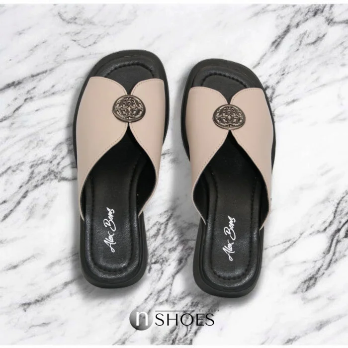 Women's leather slippers with low heels Alex Bens 13-34K model 5912-5920