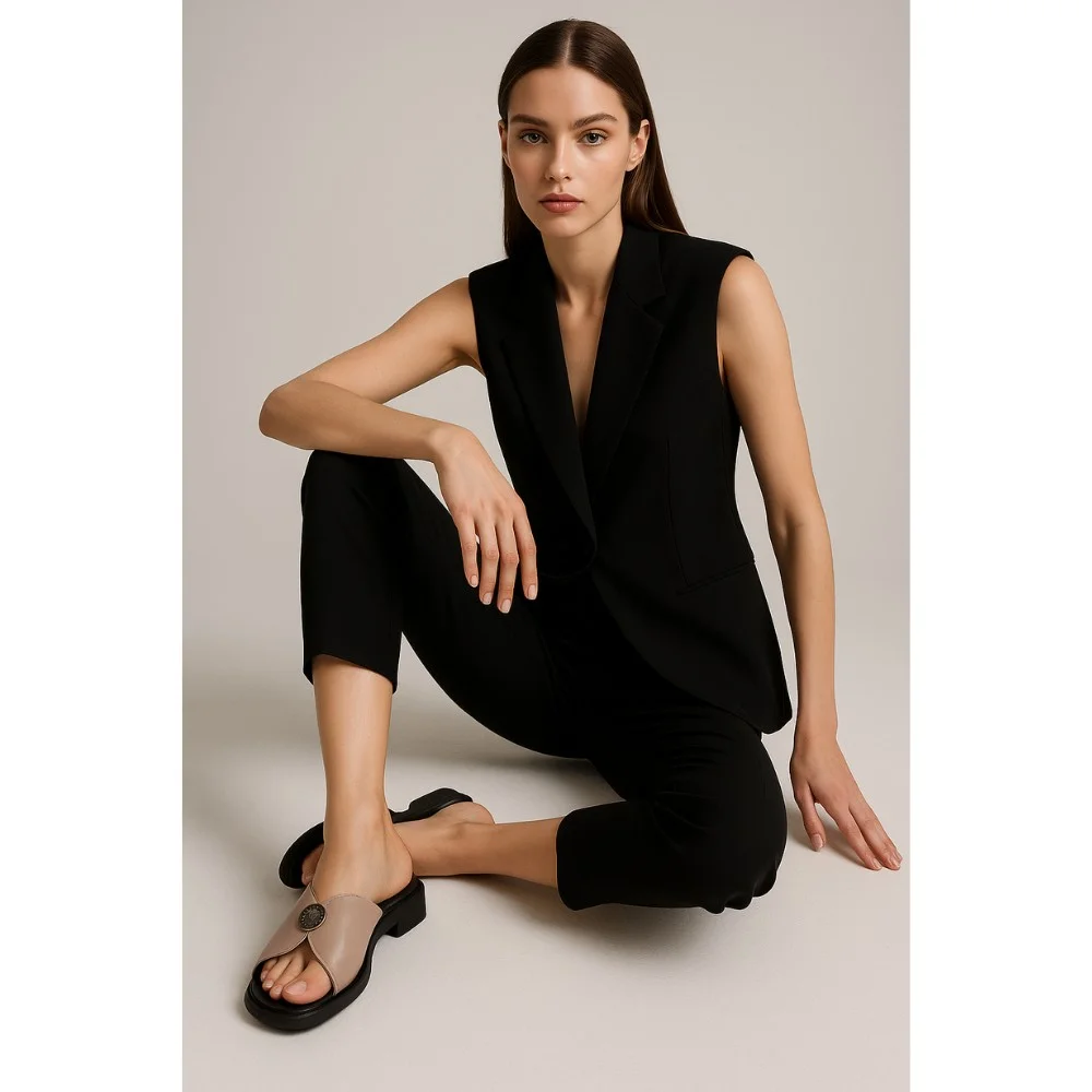 Women's leather slippers with low heels Alex Bens 13-34K model 5912-5920