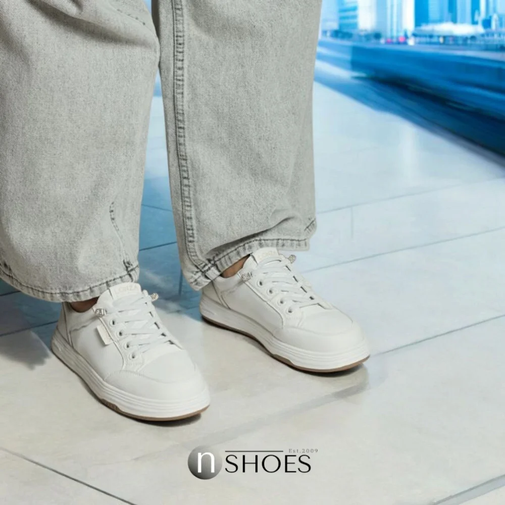 Women's White Leather Platform Sneakers ALLSY 197499 199000 23276