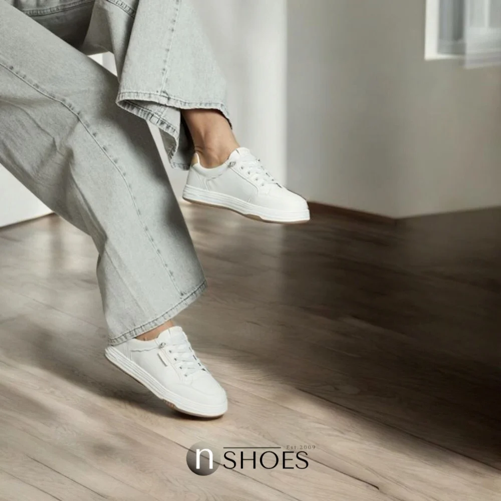 Women's White Leather Platform Sneakers ALLSY 197499 199000 23276