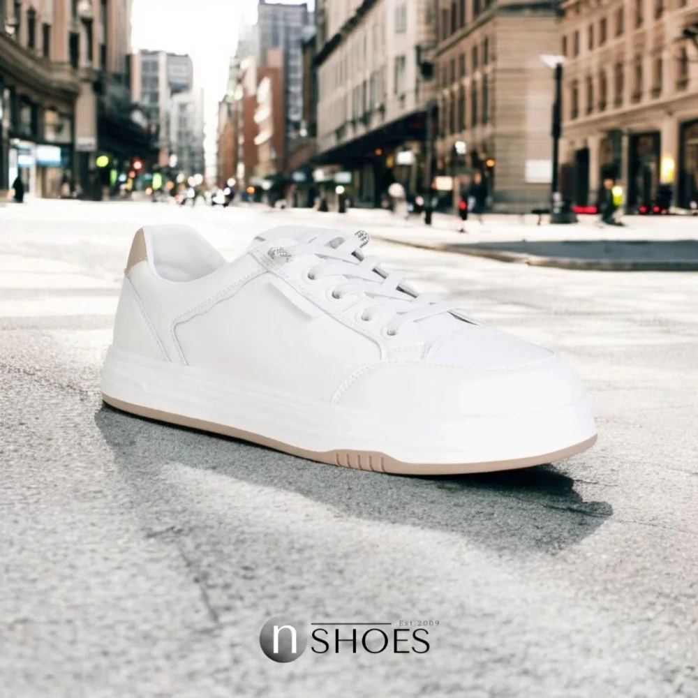 Women's White Leather Platform Sneakers ALLSY 197499 199000 23276