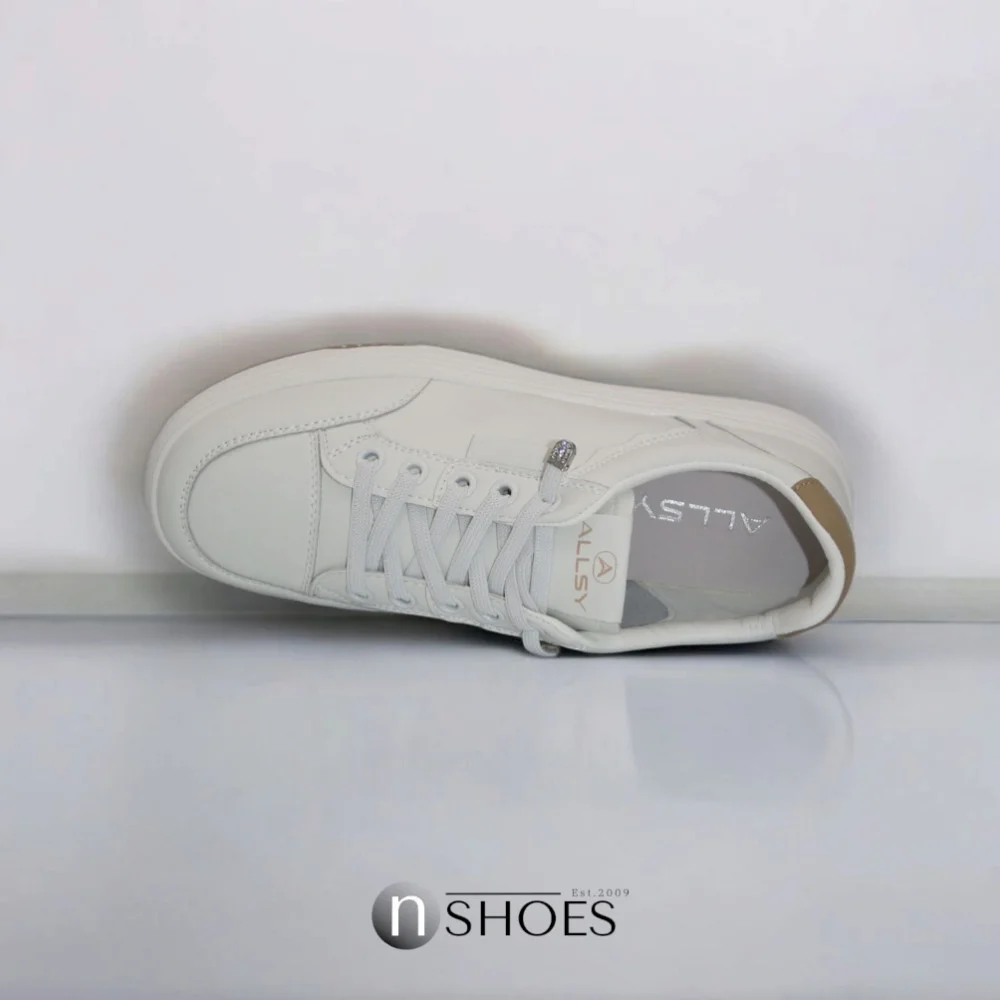Women's White Leather Platform Sneakers ALLSY 197499 199000 23276