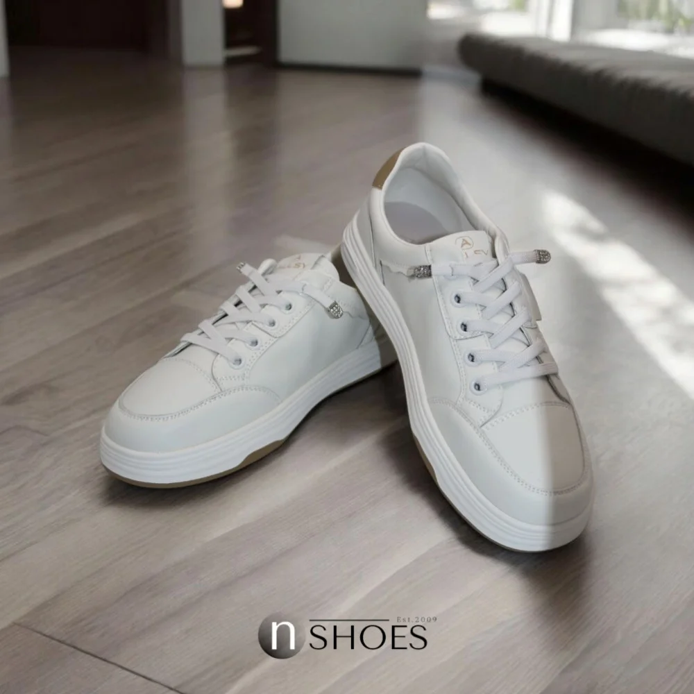 Women's White Leather Platform Sneakers ALLSY 197499 199000 23276