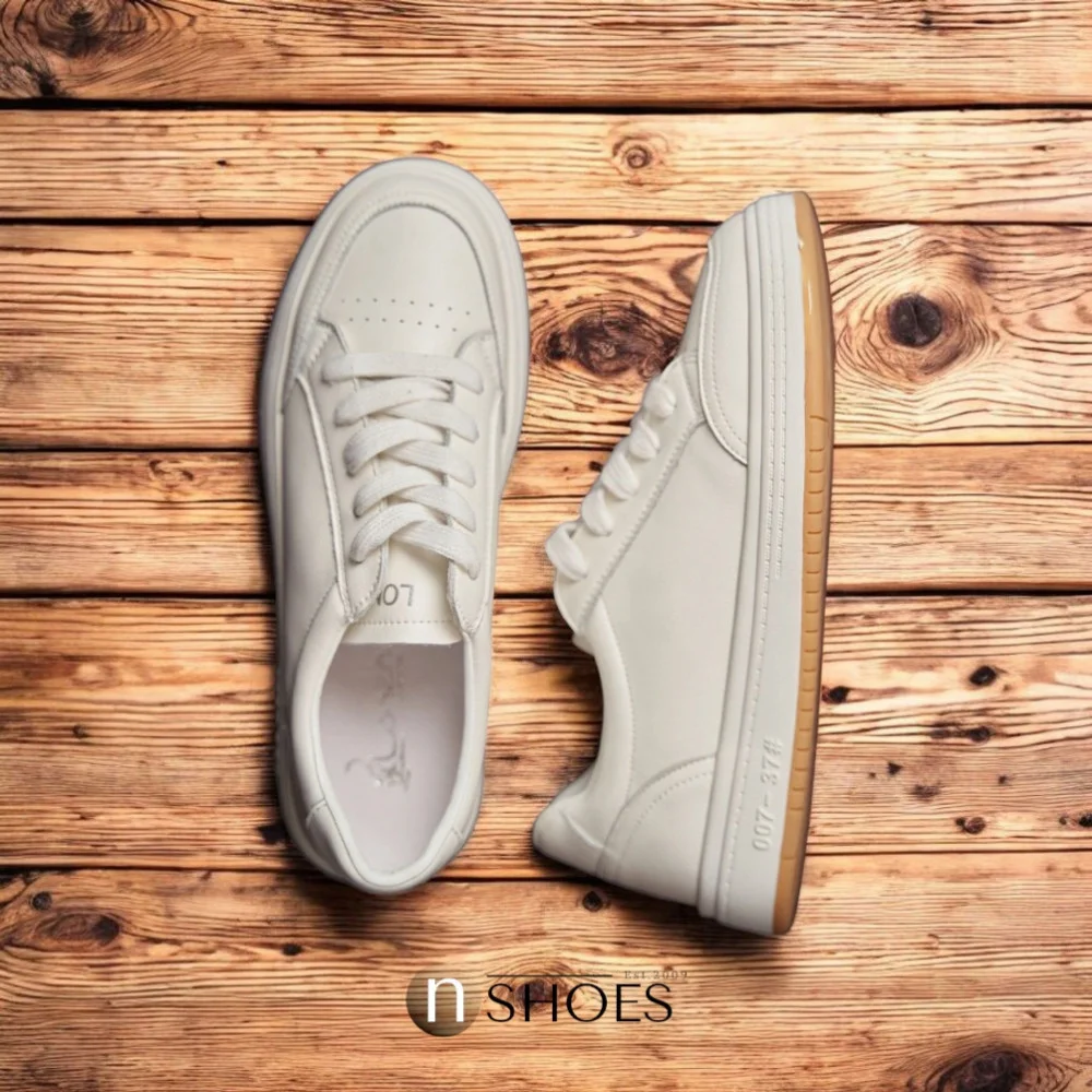 Women's White Leather Platform Sneakers ALLSY 197499 199000 23276