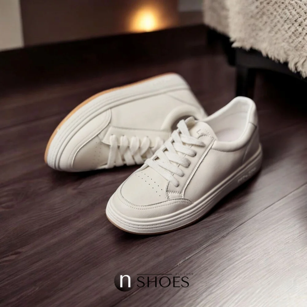 Women's White Leather Platform Sneakers ALLSY 197499 199000 23276